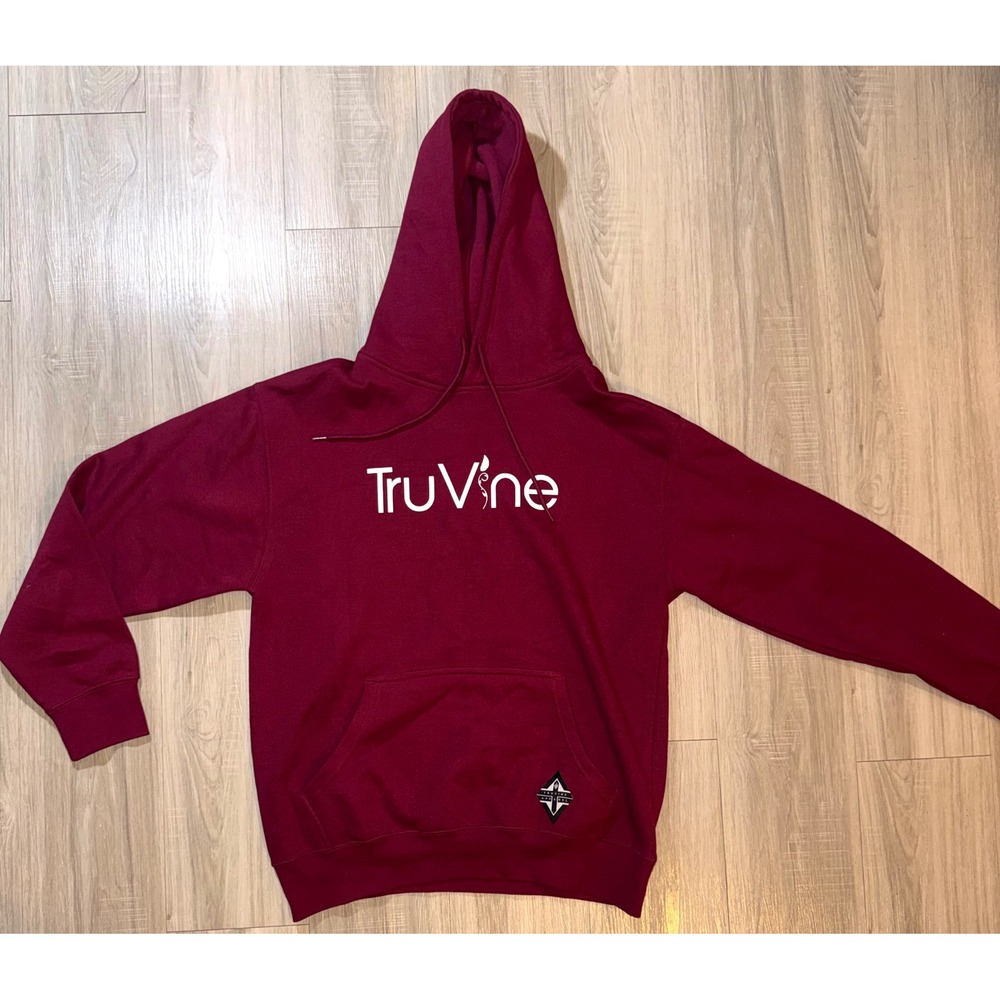 TruVine Apparel Burgundy Maroon Graphic Pullover Hoodie Mens Medium M
